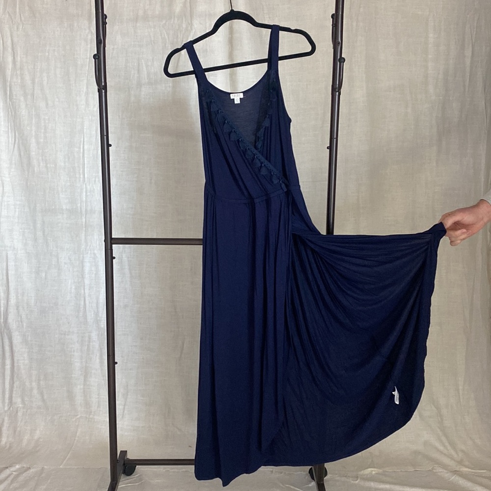 Navy Faux Wrap Dress